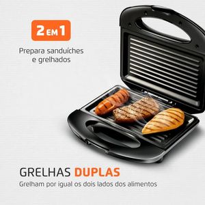 Grill e Sanduicheira Mondial Premium 800W Inox/Preta S07