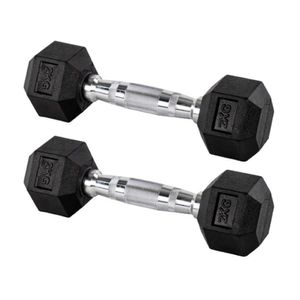 Par Halteres 2kg +2kg Dumbbell Sextavado Emborrachado Pegada Cromada Gallant (GDb02F3B-Pt)