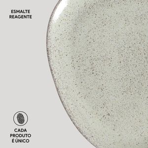 Conjunto com 6 Pratos Raso Oval Orgânico Pistache 31x24x2,5cm