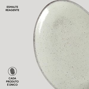 Conjunto com 6 Pratos de Sobremesa Oval Orgânico Pistache 22,5x16,5x2,5cm