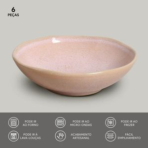 Conjunto com 6 Cumbucas Orgânico Litchi Ø17,5x5,5cm 520ml
