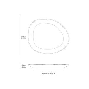Conjunto com 6 Pratos Raso Oval Orgânico New White 31x24x2,5cm