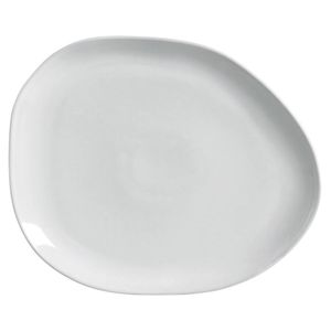Conjunto com 6 Pratos Raso Oval Orgânico New White 31x24x2,5cm