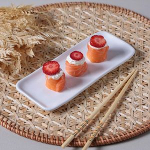 Conjunto com 4 Travessas Retangular Pequena Orgânico New White 22x9,5cm