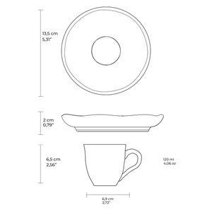 Conjunto com 6 Xícaras De Café com 6 Pires Bio Limonata