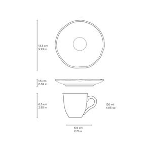 Conjunto com 6 Xícaras de Café com Pires Bio Pistache 120ml