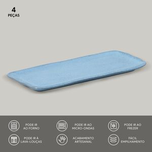 Conjunto com 4 Travessas Retangular Média Orgânico Breeze 33x13cm