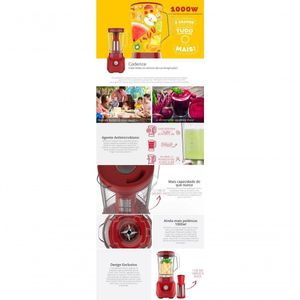 Liquidificador Cadence Robot Ultra Turbo 1000w Com Filtro Vermelho 220V