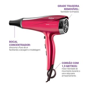 Secador de Cabelos Philco Bivolt 2200W PSC2300 Motor DC