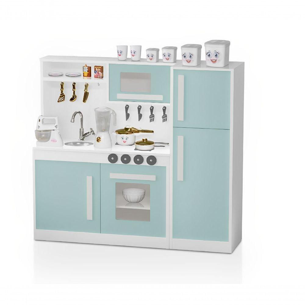 Cozinha Perfeita Infantil 100% Mdf Com Geladeira Menta