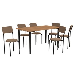 Conjunto Mesa com 6 Cadeiras Kappesberg Crome CMC1002 - Preto/Bege