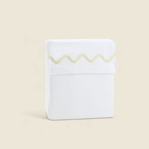 Jogo de Cama Lines Microfibra Branco com Bordado Amarelo - A\CASA