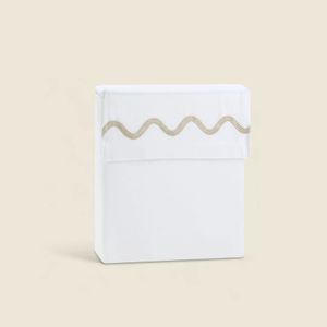 Jogo de Cama Lines Microfibra Branco com Bordado Marrom - A\CASA