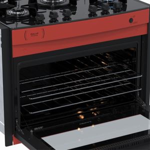 Fogao de Embutir 5 Bocas Venax Gaudi Prisma Vitreo Bl Vermelho Gas Glp
