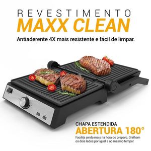 Grill Philco 2 Em 1 Chapas Removíveis E Abertura 180° PGR50A 220V