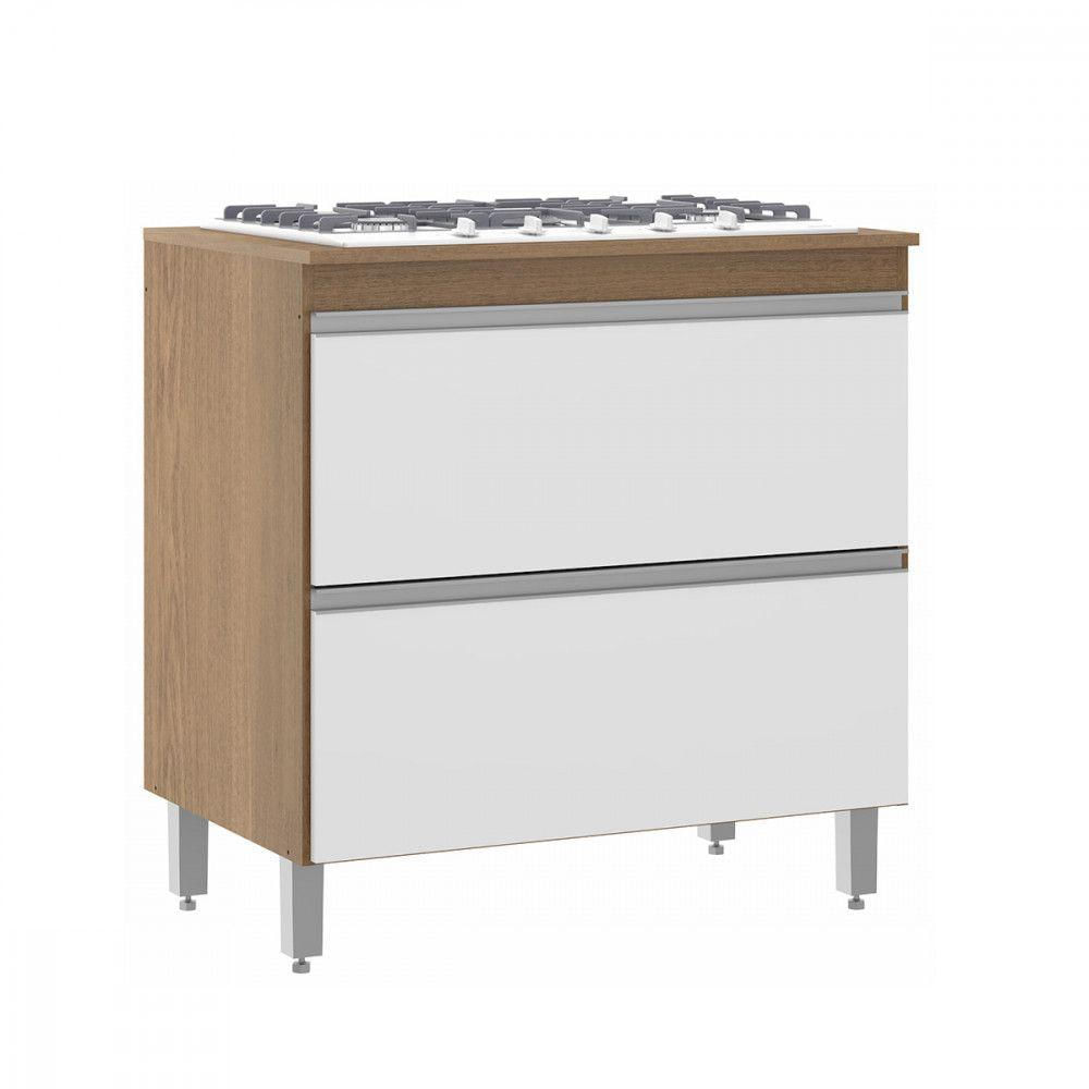 Armário Balcão Cooktop 80x88x52cm 2 Gavetas Menu Móveis Branco