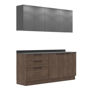 Cozinha Modulada Pequena Herval Amsterdam, 4 Peças, Avelã e Cinza Grafite