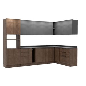 Cozinha Modulada Completa Herval Amsterdam, 8 Peças, Avelã e Cinza Grafite, Sem Tampo