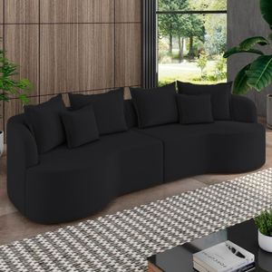 Sofá 4 Lugares Orgânico Sala De Estar Living 270cm Ekos K01 Veludo Preto - Lyam Decor