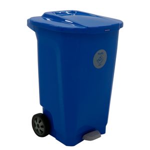 Lixeira Tramontina T-Force Coleta Seletiva Papel em Polipropileno Azul com Rodas 100 L