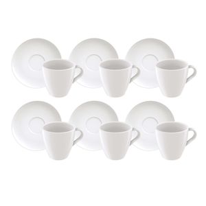 Kit 6 Xícaras de Capuccino com Pires Tramontina Paola em Porcelana 200 ml