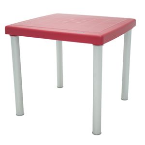 Mesa Tramontina Mona 80 x 80 cm em Polipropileno Vermelho com Pernas de Alumínio Anodizado