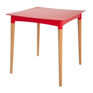 Mesa Tramontina Diana 70 x 70 x 72 cm em Polipropileno Vermelho com Pernas de Madeira