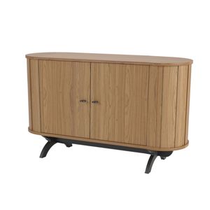 Balcão Buffet Curvo em MDF 2 Portas Freijó/Preto Fosco 130 cm TB289 Dalla Costa