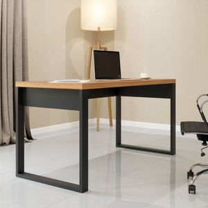 Mesa para Escritório 135x68 cm em MDF F20 Freijó/Preto Fosco Pradel Dalla Costa