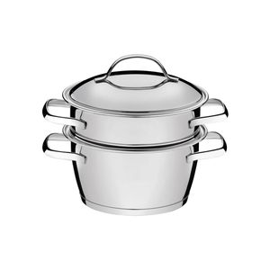 Cuscuzeira Tramontina Allegra 16 cm em Aço Inox com Fundo Triplo 2 Peças