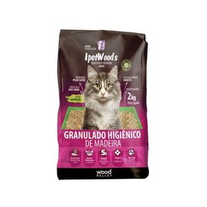 Kit Granulado Higiênico de Madeira para Gatos 8 pacotes de 2kg - IPETWOODS
