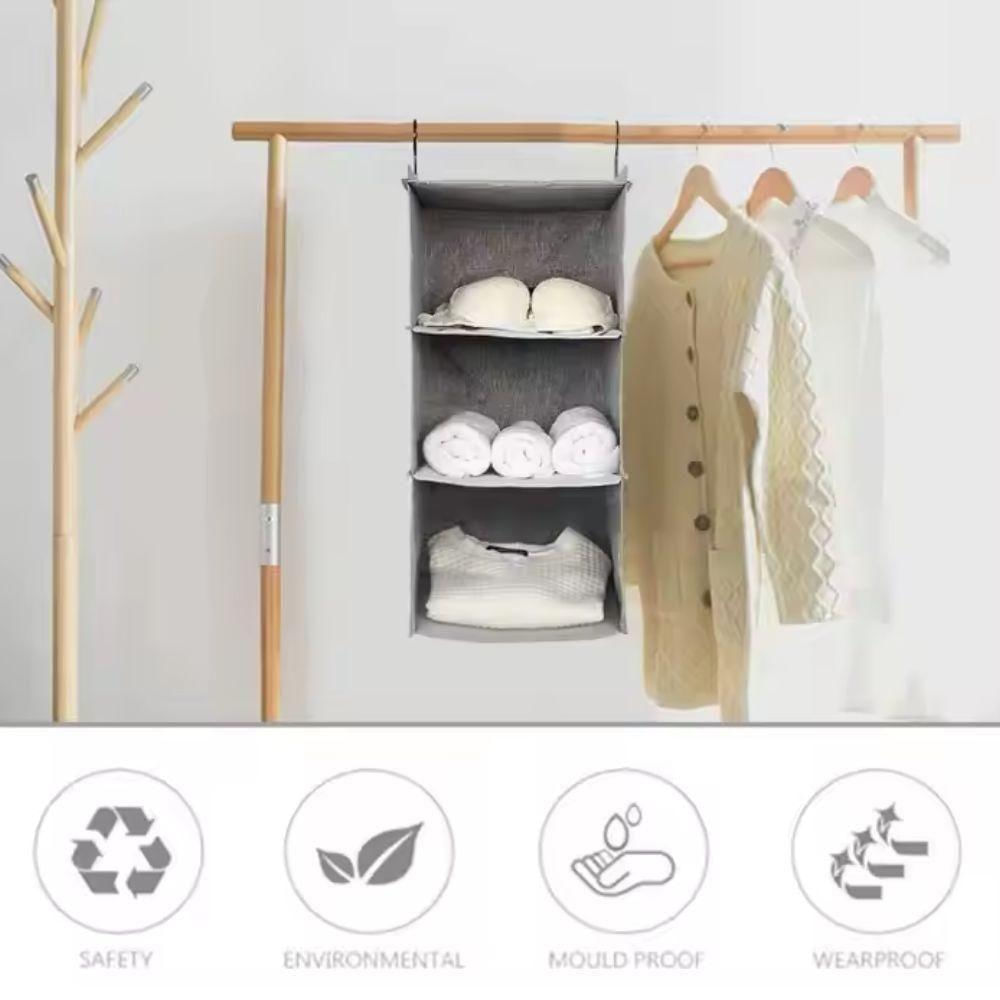 Cabideiro Organizador 3 Prateleiras Sapateeira Vertical Guarda Roupa Closet Divisorias Armario