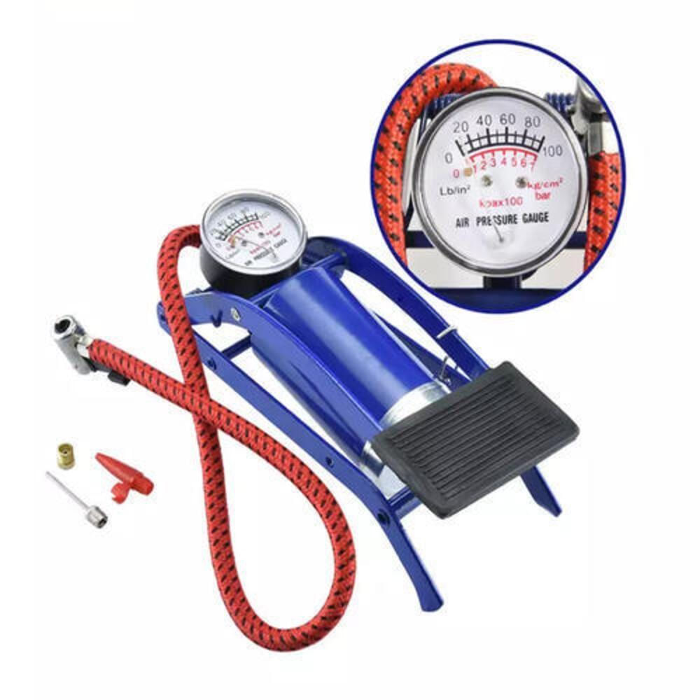 Bomba Ar Pressao Pedal Alta Manometro Encher Pneu Bola Boia Colchao Inflavel Bike Bicicleta Moto