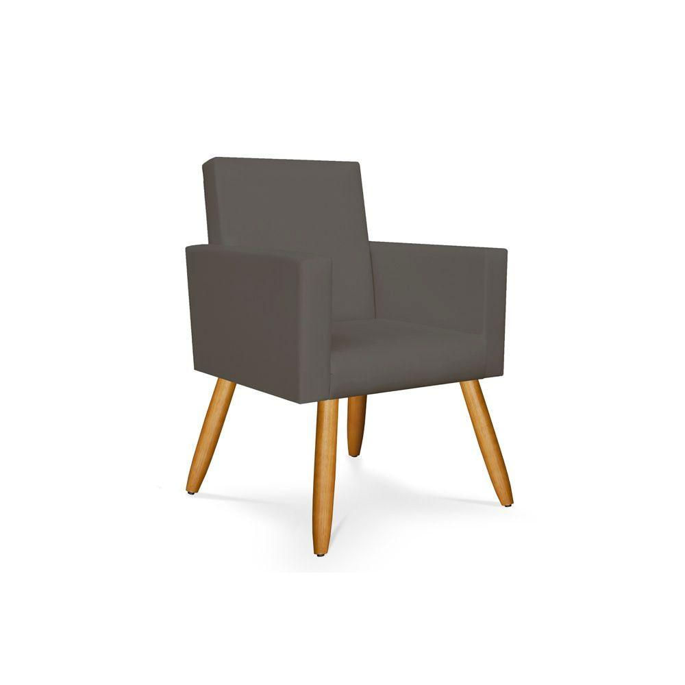 Encontraproduto.com.br - Kit 10 Poltronas Decorativa Para Recepção Courino Cinza