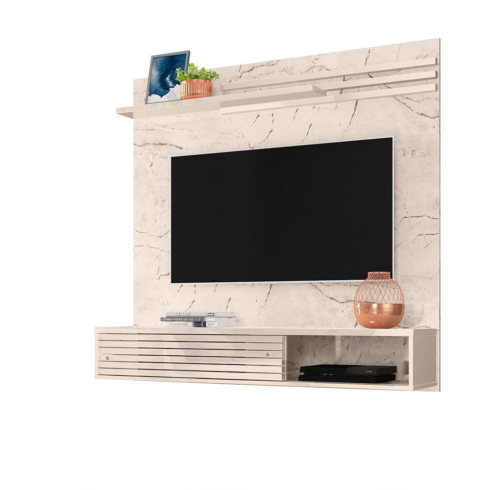 Painel Bancada Suspensa Frizz Sublime Para Tv Até 55 Cinamomo- Off White