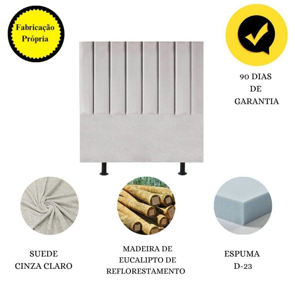 Encontraproduto.com.br - Cabeceira Estofada Cama Solteiro 90cm Lídia Linho e Frame cinza Claro
