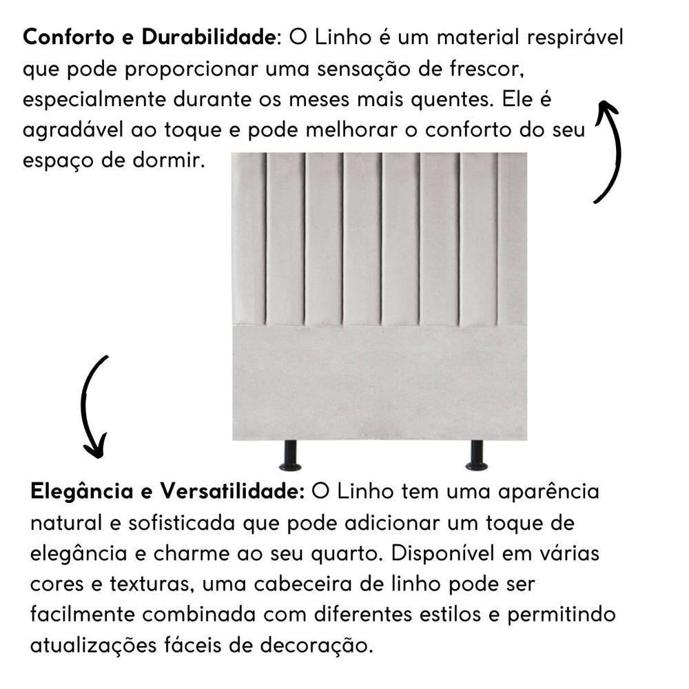Encontraproduto.com.br - Cabeceira Estofada Cama Solteiro 90cm Lídia Linho e Frame cinza Claro