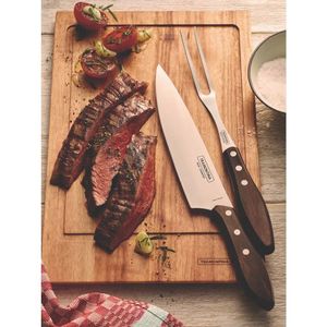 Jogo para Churrasco em Aço Inox com Cabo Castanho Polywood com 2 Peças - TRAMONTINA