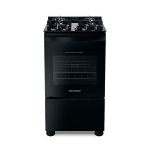 Fogão Brastemp 4 Bocas com Mesa de Vidro e Grades Duplas de Ferro Fundido Preto BFO4VAE Bivolt