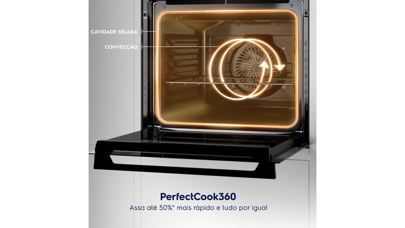 Forno de Embutir Electrolux Elétrico 50L Efficient com PerfectCook360 Preto  (OE4EH)