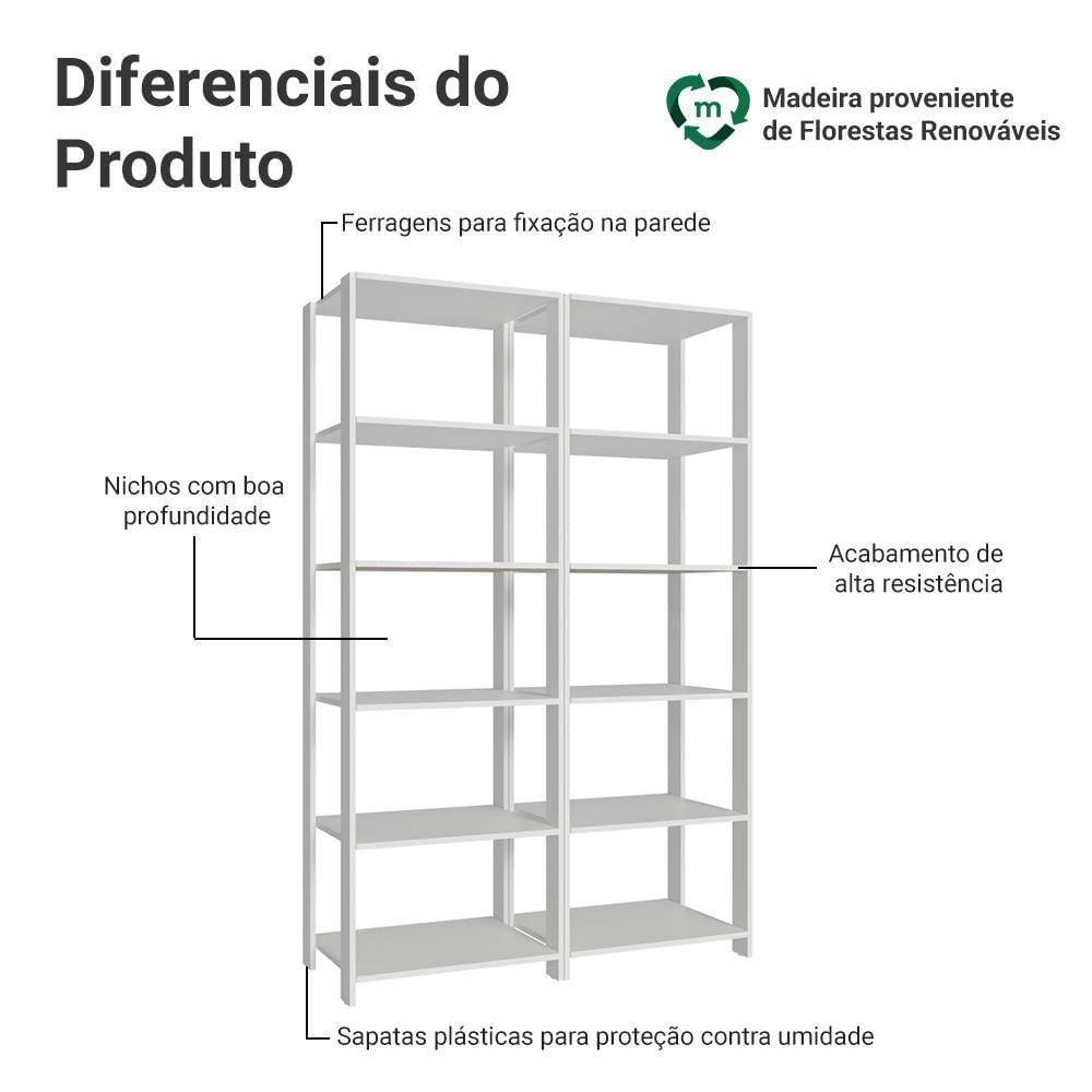 Estante Armário Multiuso Para Escritório 118cm 10 Prateleiras Branco Madesa Branco