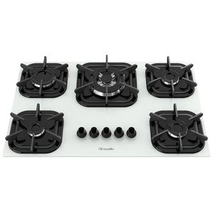 Cooktop Mueller 5 Bocas com Queimador Tripla Chama Branco Bivolt
