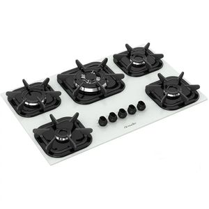 Cooktop Mueller 5 Bocas com Queimador Tripla Chama Branco Bivolt