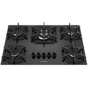 Cooktop Mueller 5 Bocas Queimador Tripla Chama Preto Bivolt