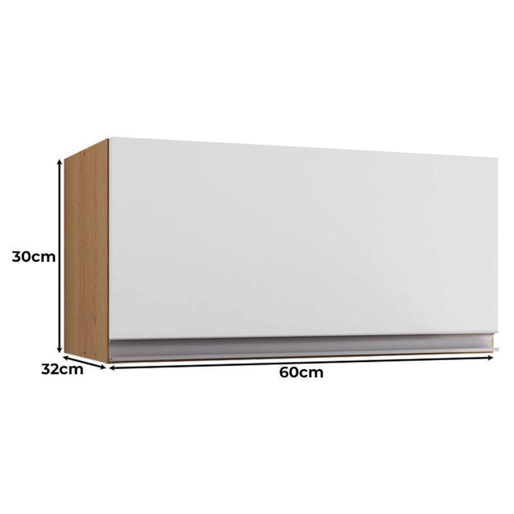 Armário Aéreo Para Cozinha Ambiente Andréia 1 Porta Amêndoa Branco - Ajl