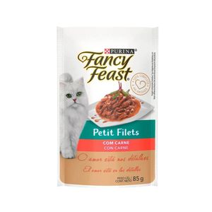 Kit Ração Úmida Gatos Fancy Feast Petit Filets Carne 15 Sachês - PURINA