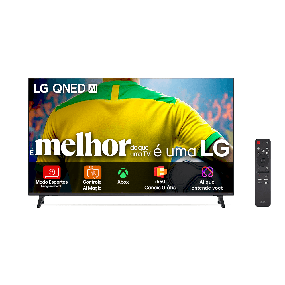 Smart TV 4K 75 Polegadas LG QNED73 Portal de Games Processador AI a7 Gen8 Google Cast Controle AI Magic WebOS 25