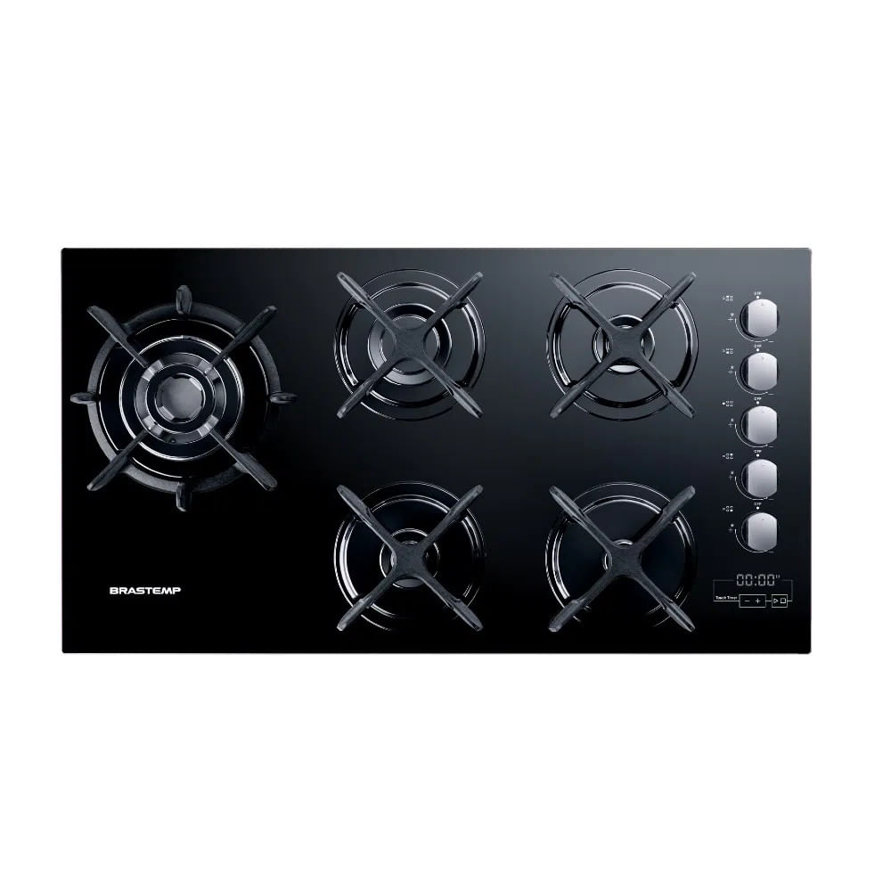 Cooktop Brastemp Gourmand 5 Bocas Vidro Preto Bivolt BDT86 Angeloni Eletro