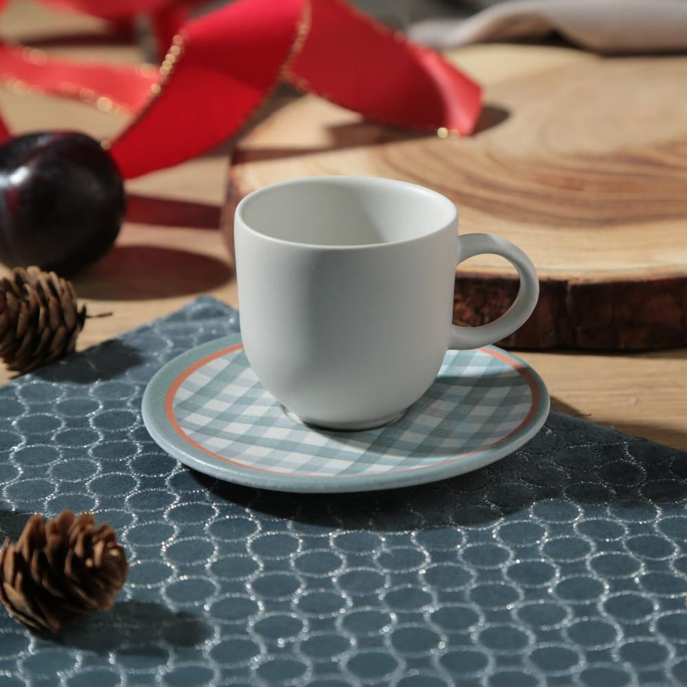Conjunto com 6 Xícaras de Café com Pires Coup Stoneware Tempo de Festa 97ml