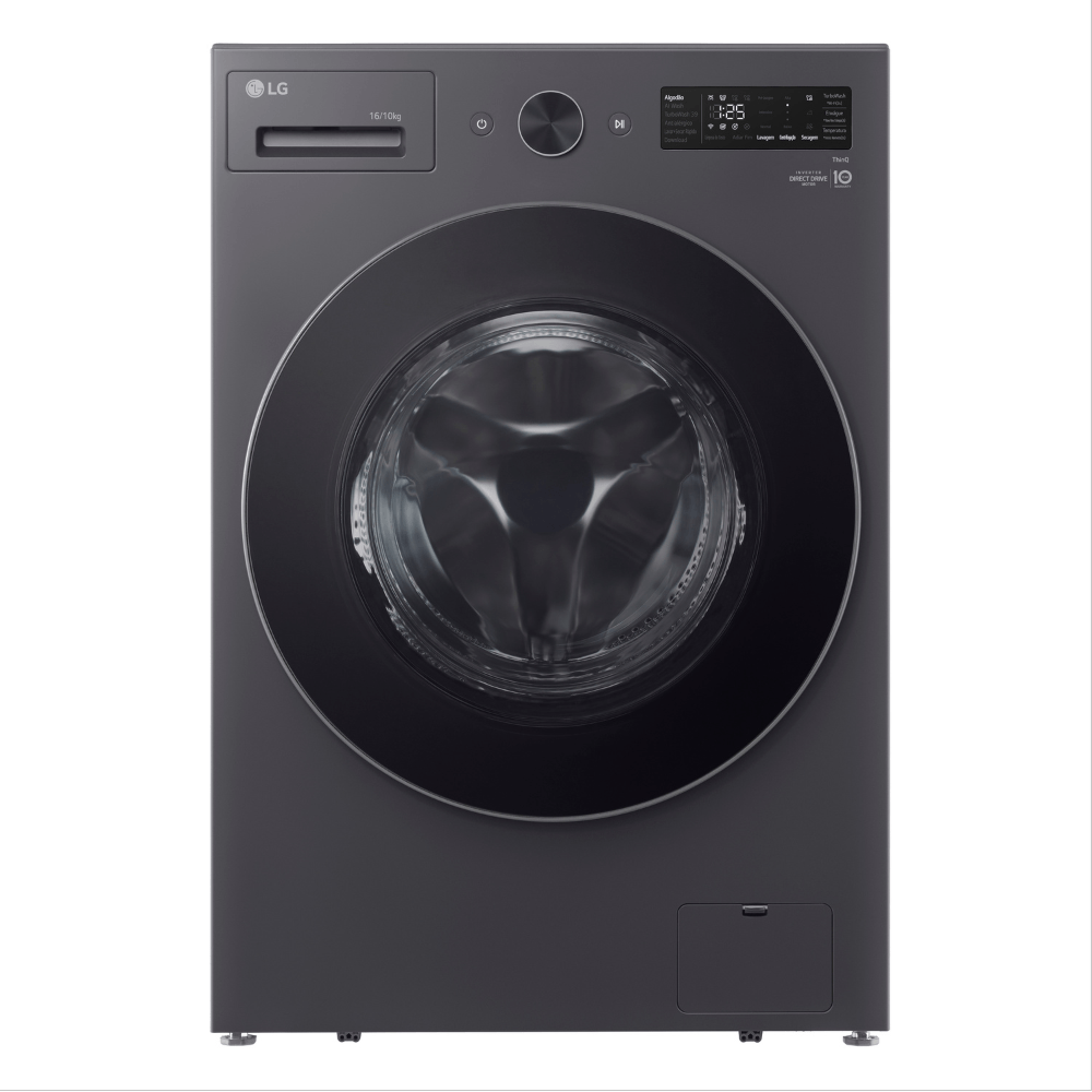 Lavadora de Roupa Lava e Seca 16 Kg Frontal Inox LG - 110v - Wd16gnts6b
